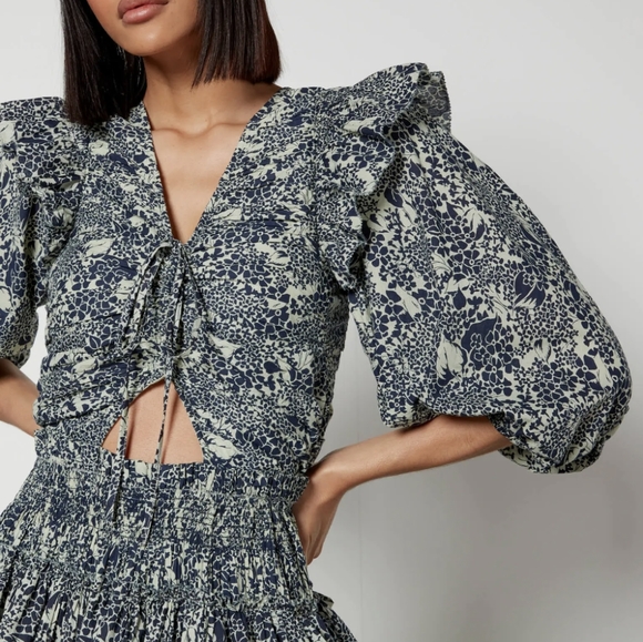 Sea NY Priya Tiered Dress Navy with Ruffles, M - Picture 2 of 7